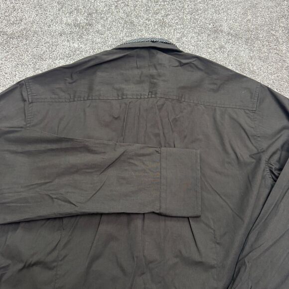 7 Diamonds Button Down Shirt Men Medium Black Long Sleeve Plaid Flip Cuff Casual - Picture 3 of 16